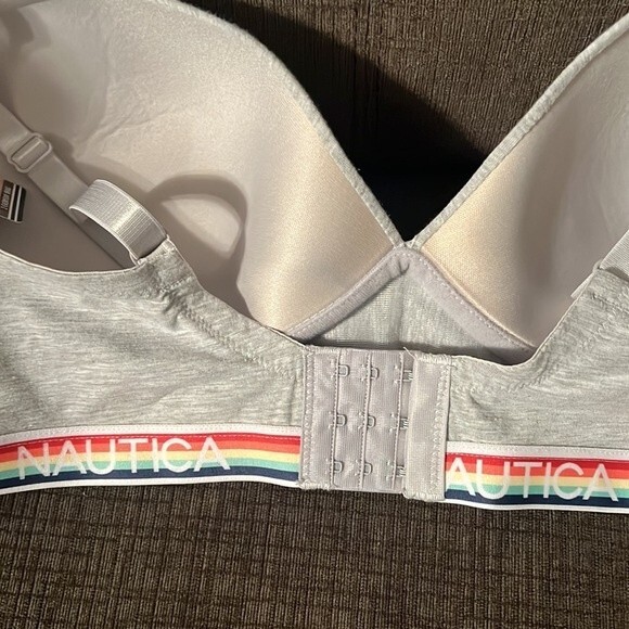 NWT Nautica Everyday Bra  -Soft Cotton Wire-Free Bra with Rainbow Band. size 40D - Picture 5 of 7